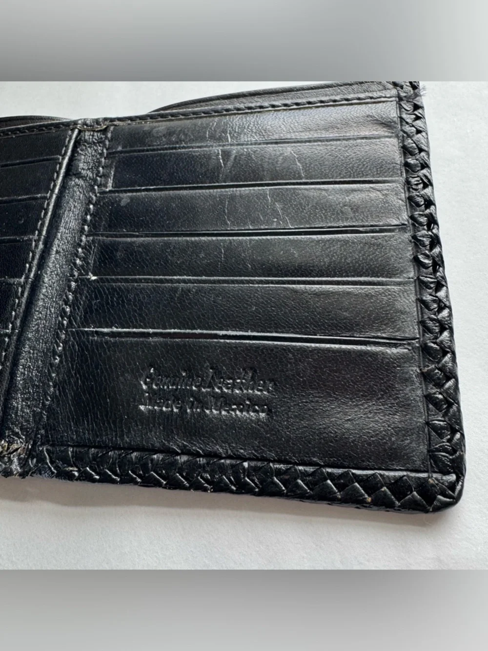 Black Genuine Leather Tooled Wallet Horses Deer Animals Western Made in Mexico